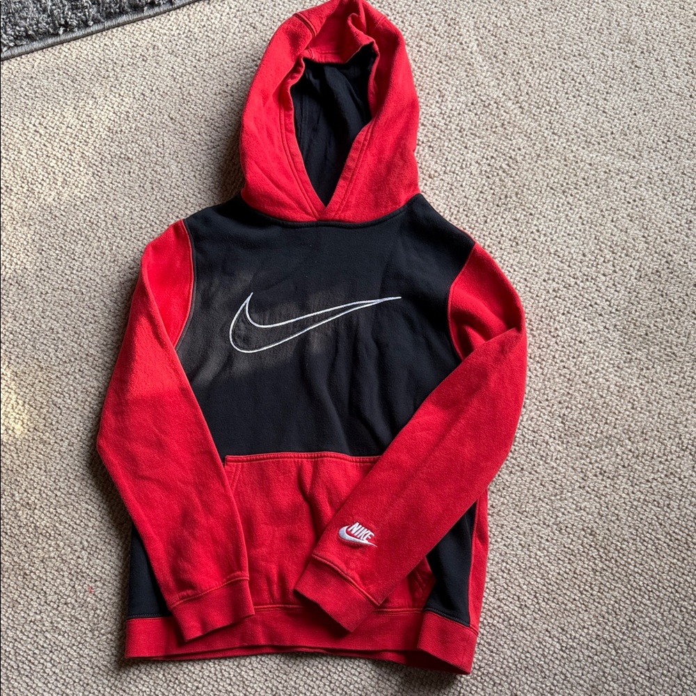 Nike Black and Red Pullover Hoodie-large